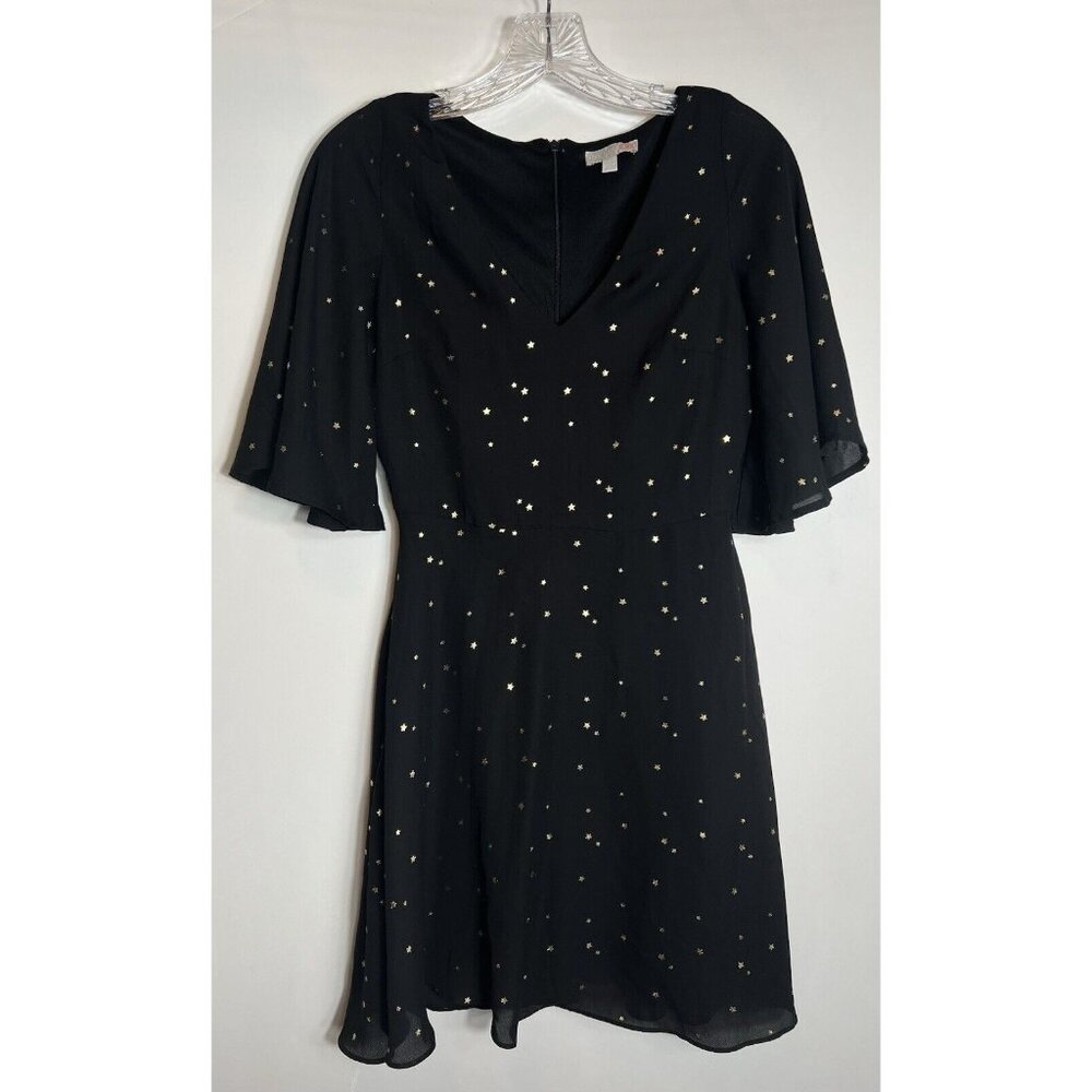 Gianni Bini GB Dress Women’s  XS Black‎ With Gold Stars Flowy Pretty